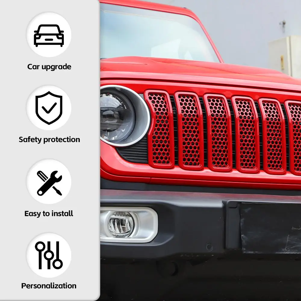 For 2024+ Jeep Wrangler JL/Gladiator JT Upgrade Front Honeycomb Mesh Grille Inserts Trim - Image 7