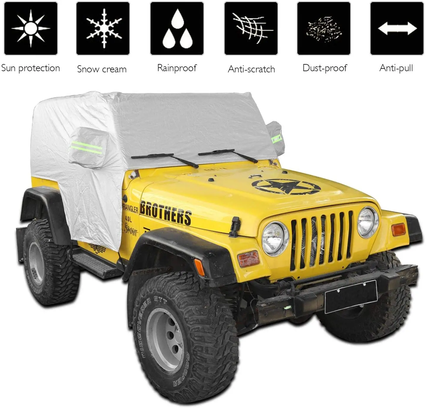 For 1997-2006 Jeep Wrangler TJ Car Cover Rain Snow Sunshade Protection