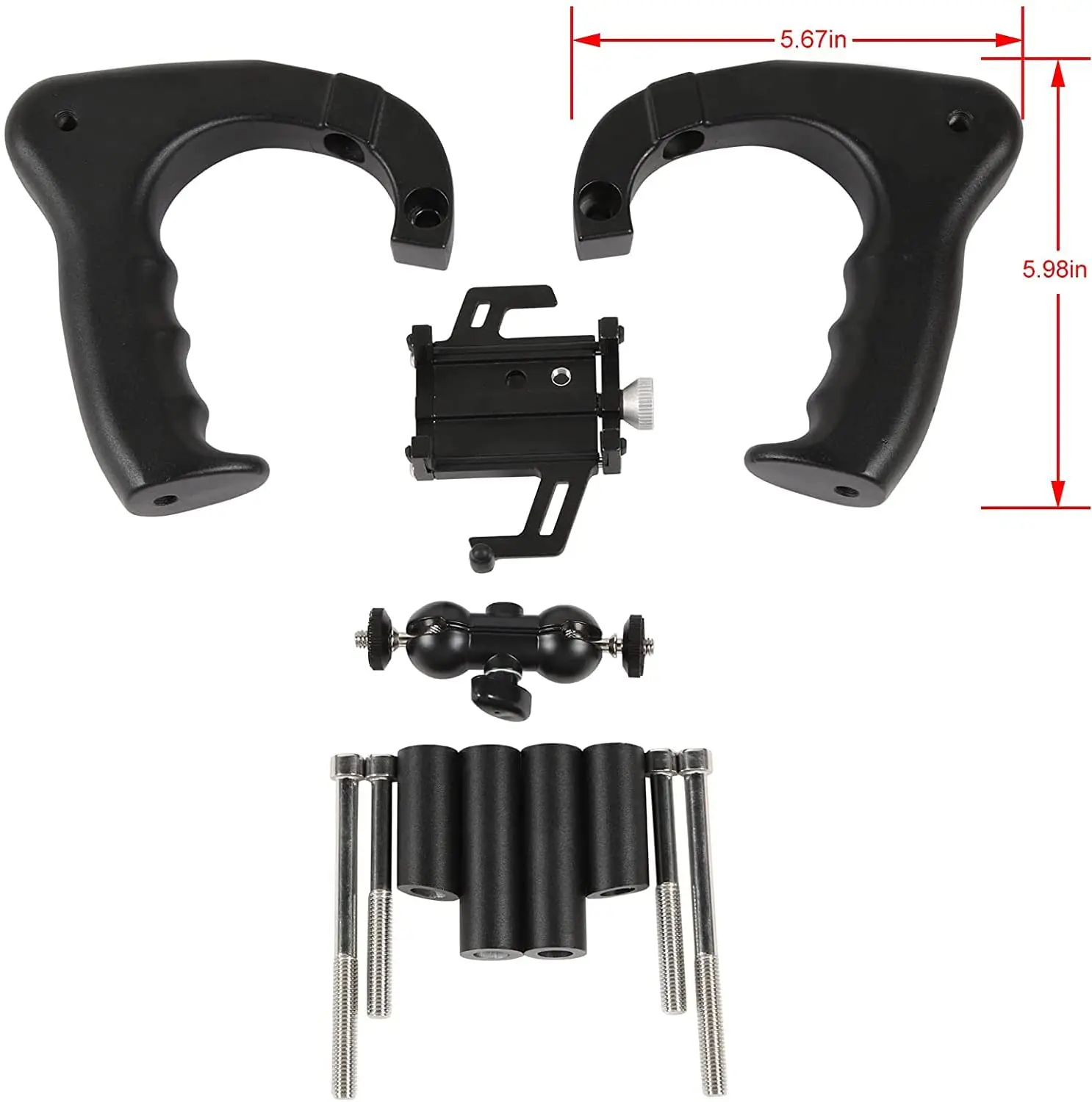 For 2007-2018 Jeep Wrangler JK JKU Front Grab Handles *2 with Phone Holder Mount *1 - Image 7