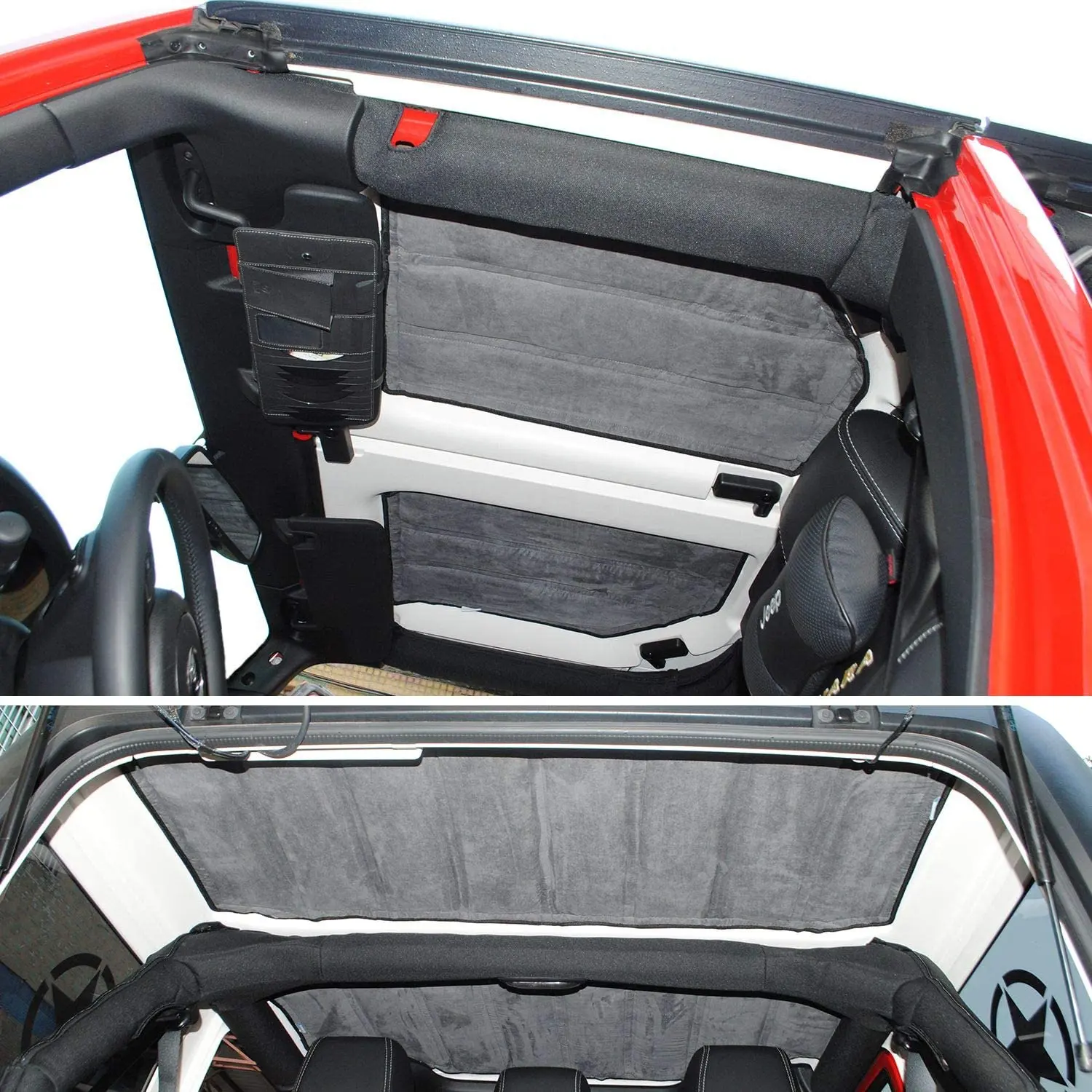 For 2012-2018 Jeep Wrangler JK & Unlimited 4-Door Hardtop Headliner Roof Heat Insulation Kit (Grey) - Image 2