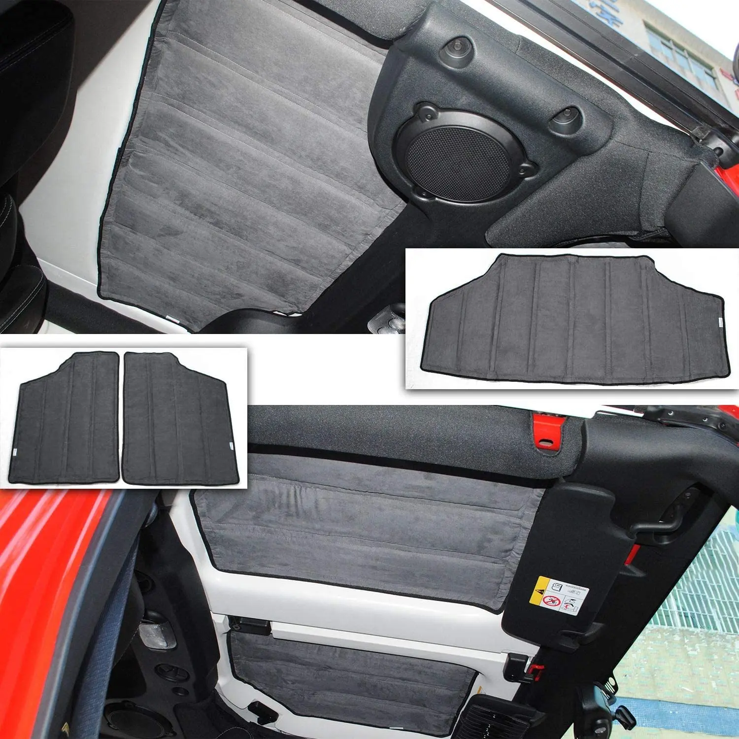 For 2012-2018 Jeep Wrangler JK & Unlimited 4-Door Hardtop Headliner Roof Heat Insulation Kit (Grey) - Image 3