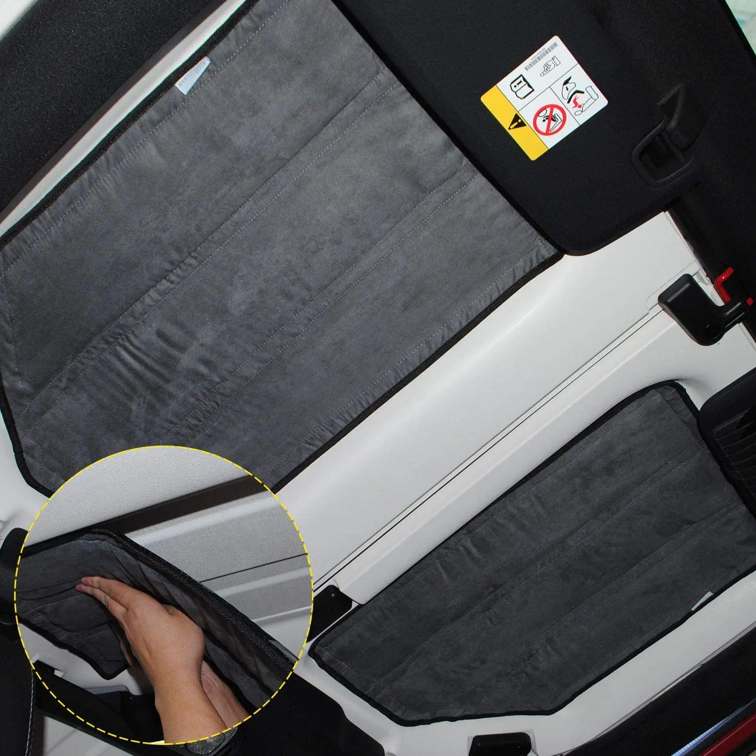 For 2012-2018 Jeep Wrangler JK & Unlimited 4-Door Hardtop Headliner Roof Heat Insulation Kit (Grey) - Image 4