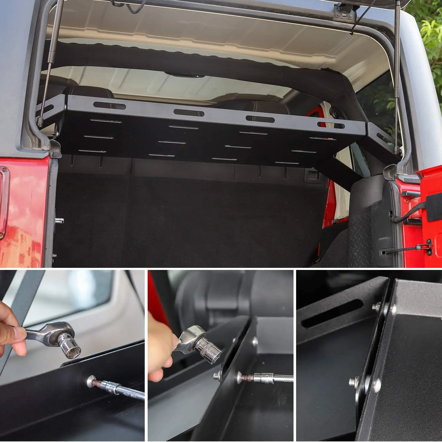 For Jeep Wrangler JKU JLU 4-Door Interior Trunk Cargo Basket Rack Metal Luggage Storage Carrier - Image 3