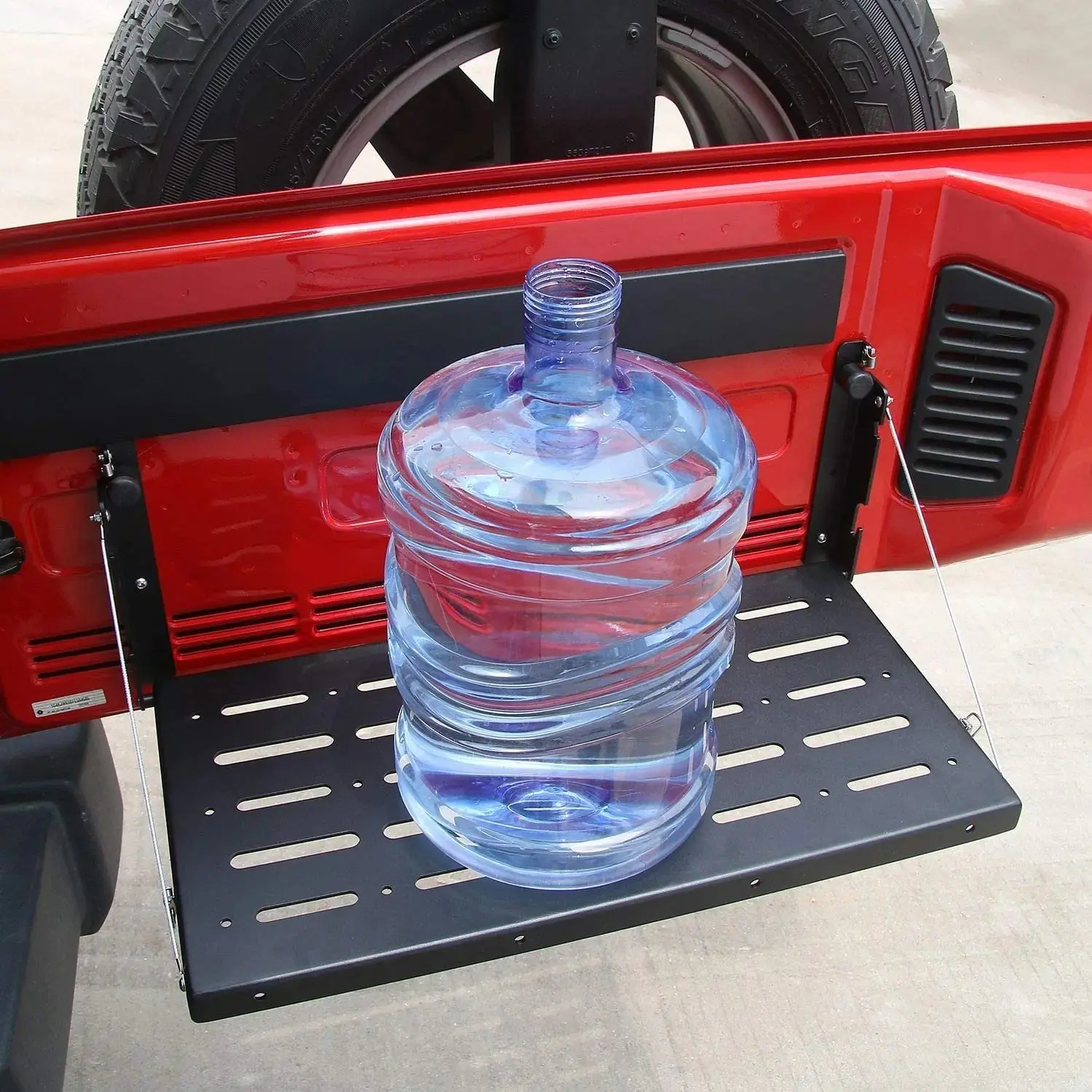 For 2007-2018 Jeep Wrangler JK JKU Tailgate Table Rear Foldable Cargo Shelf, Aluminum Alloy, Storage Rack - Image 4