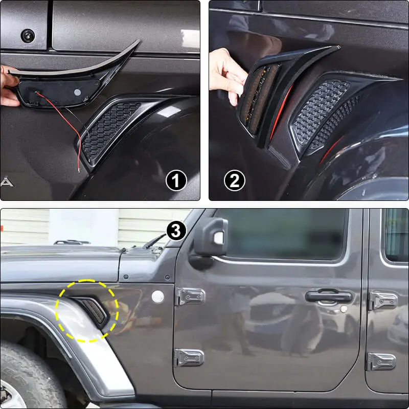 For 2018+ Jeep Wrangler JL JLU Gladiator JT LED Fender Marker Lights Side Turn Signal Lamp Smoke Lens 2pcs - Image 5