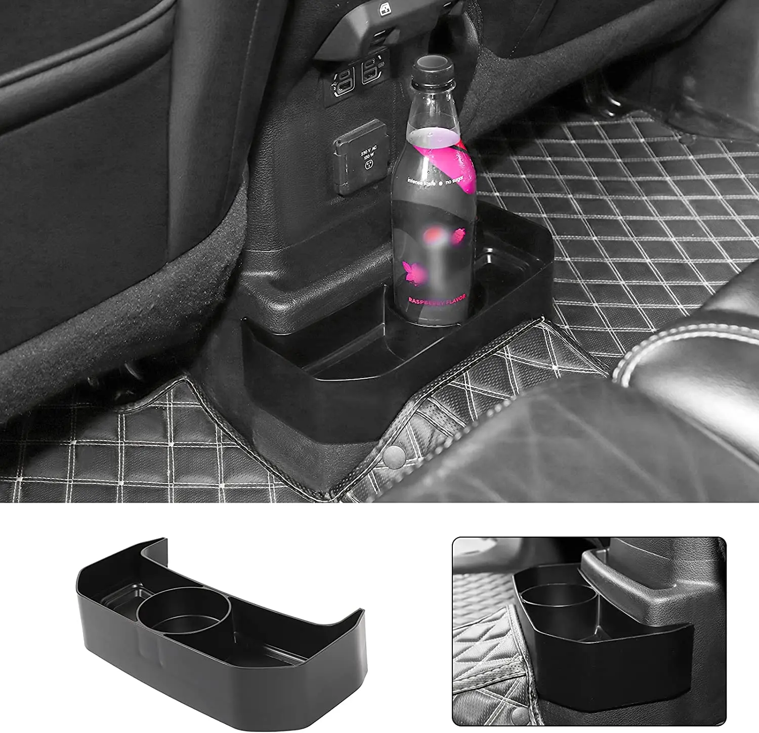 For 2018+ Jeep Wrangler JL JLU Rear Seat Cup Holders Rear Console Drink Storage Box Mount