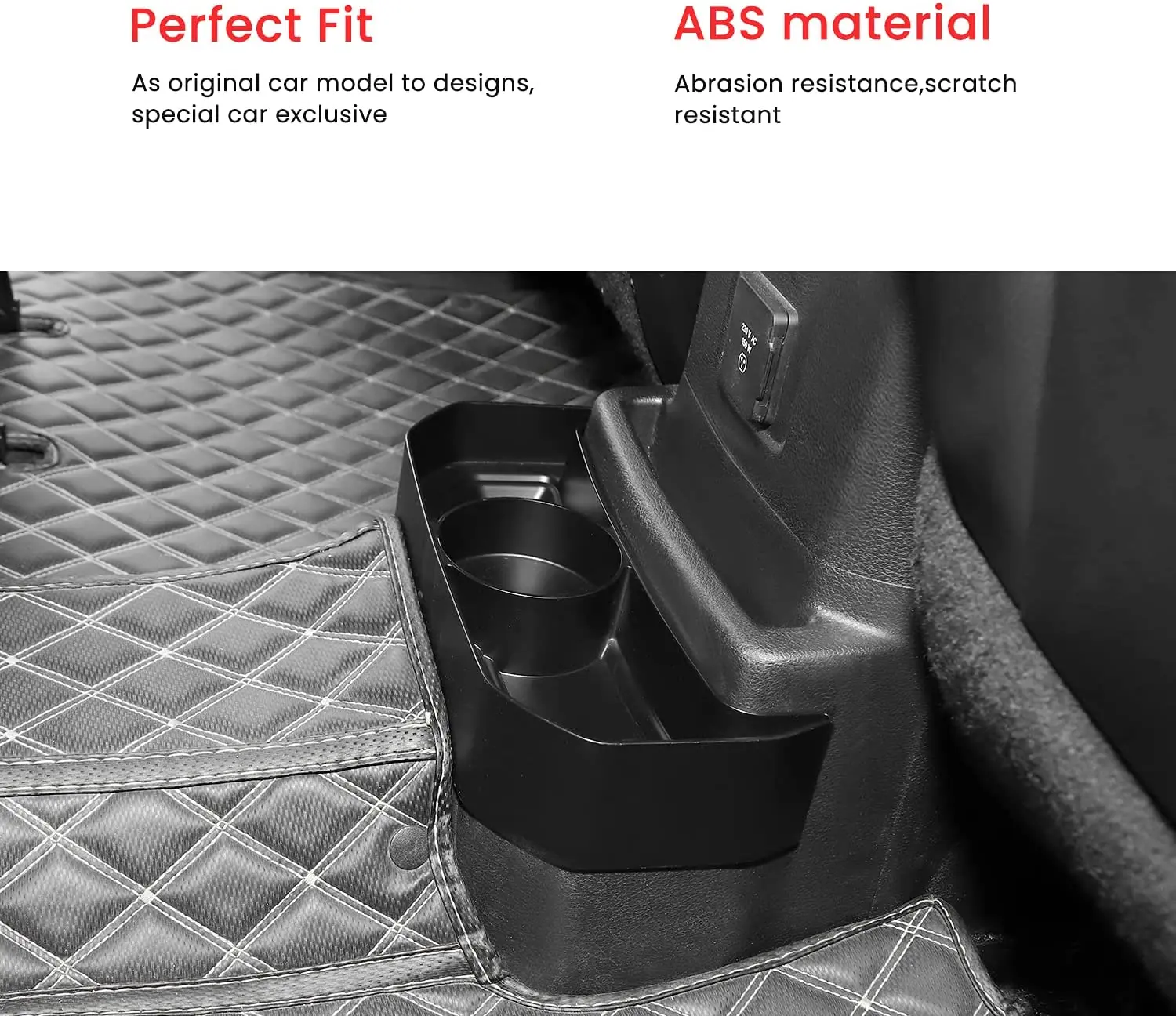 For 2018+ Jeep Wrangler JL JLU Rear Seat Cup Holders Rear Console Drink Storage Box Mount - Image 3