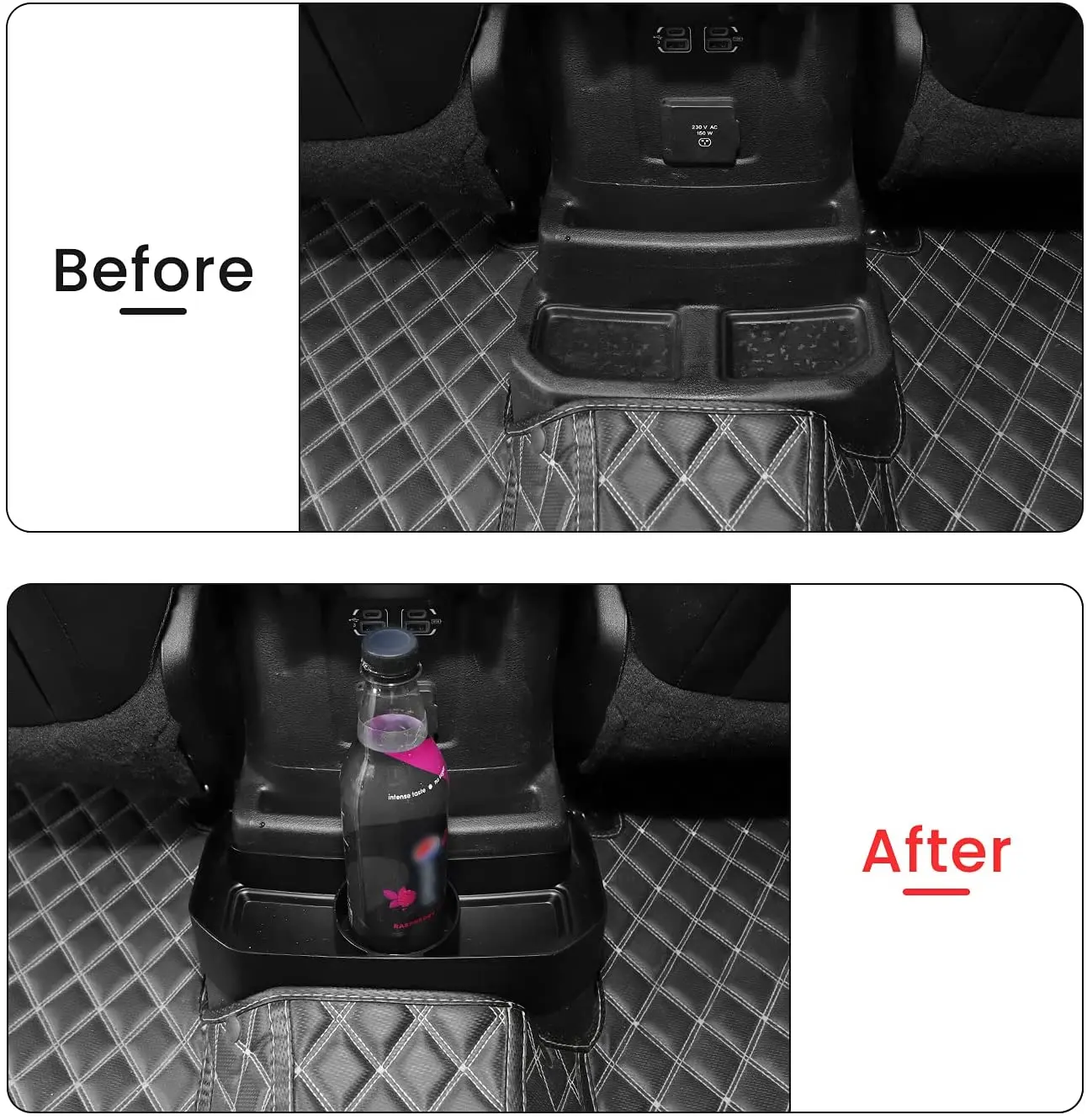 For 2018+ Jeep Wrangler JL JLU Rear Seat Cup Holders Rear Console Drink Storage Box Mount - Image 4