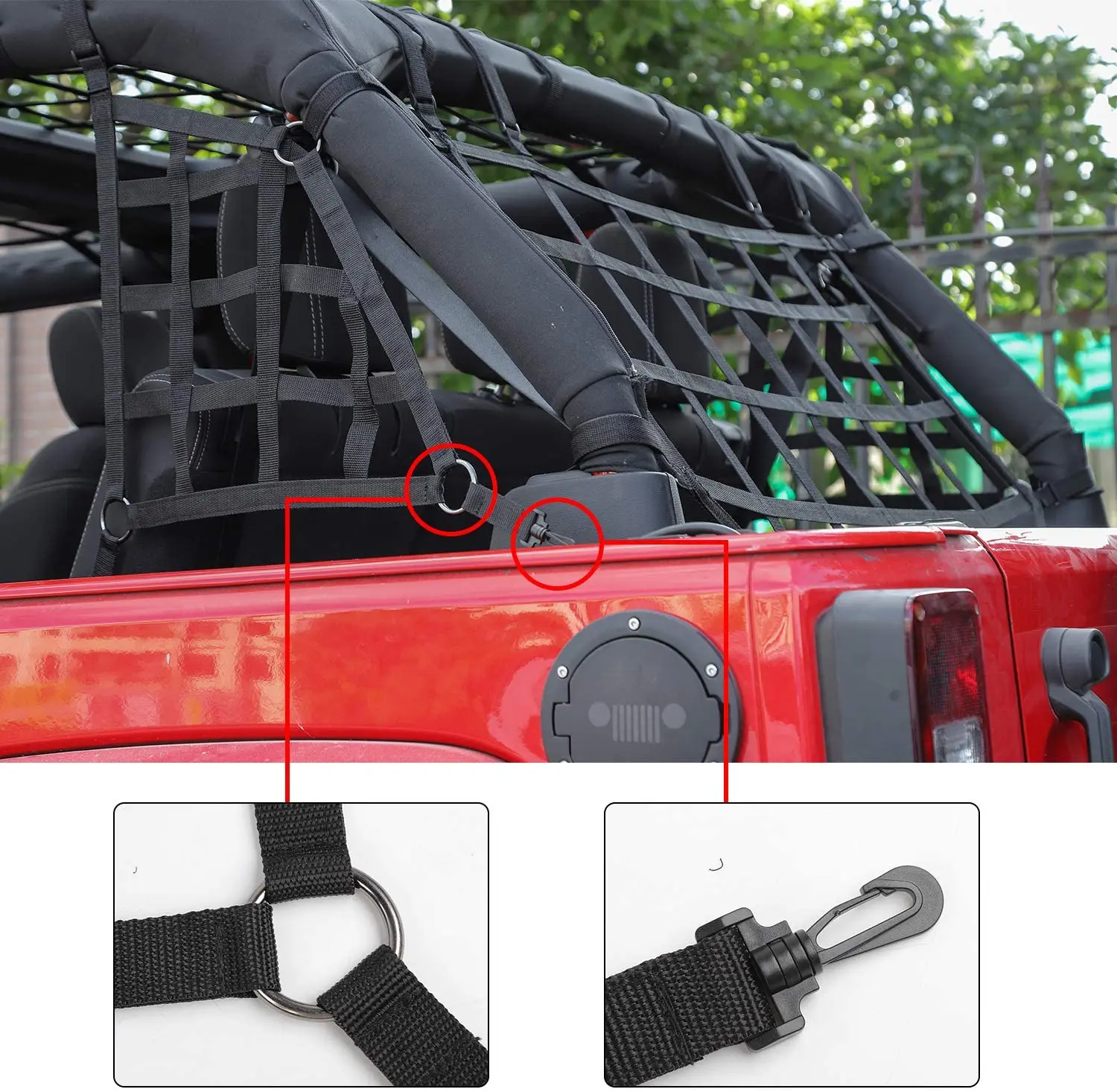 For 2007-2018 Jeep Wrangler JKU Unlimited 4 Door Cargo Net - Image 6