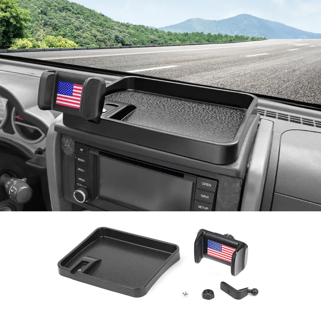 For 2007-2010 Jeep Wrangler JK JKU Phone Holder Mount, Dash Tray Storage Box Dashboard Organizer - Image 12