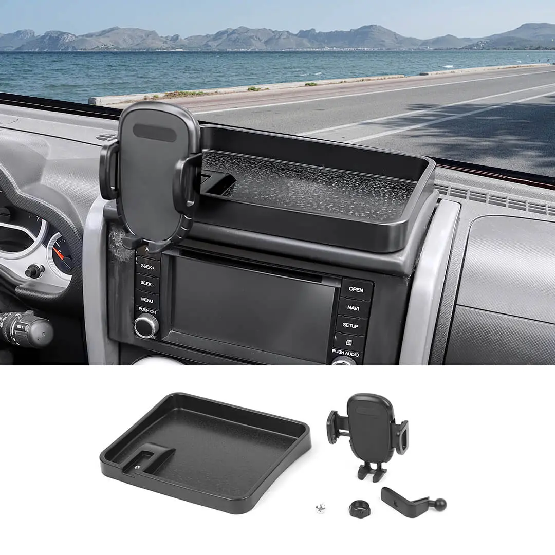 For 2007-2010 Jeep Wrangler JK JKU Phone Holder Mount, Dash Tray Storage Box Dashboard Organizer - Image 13