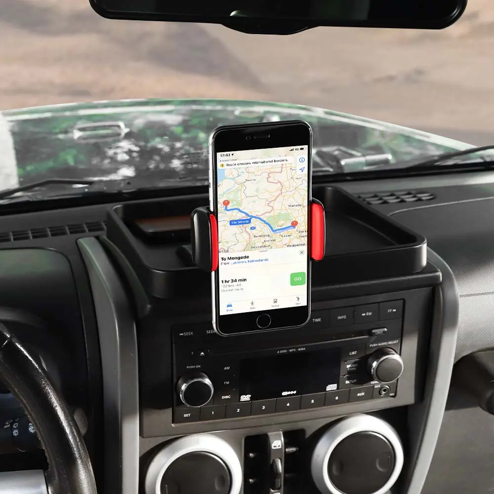 For 2007-2010 Jeep Wrangler JK JKU Phone Holder Mount, Dash Tray Storage Box Dashboard Organizer - Image 4