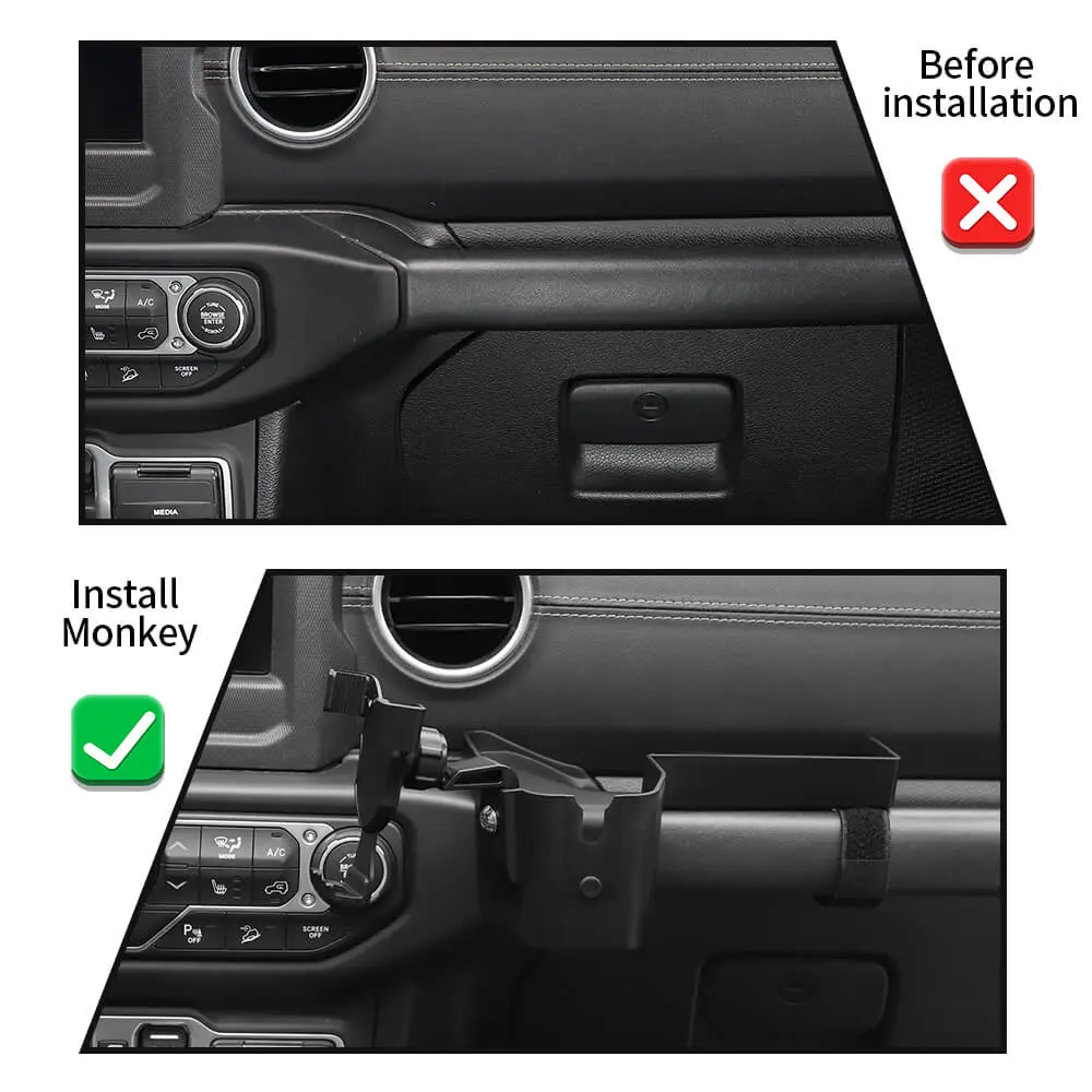 For 2018-2023 Jeep Wrangler JL JLU & Gladiator JT Passenger Co-Pilot Grab Bar Phone Mount Drink Cup Storage Tray - Image 10