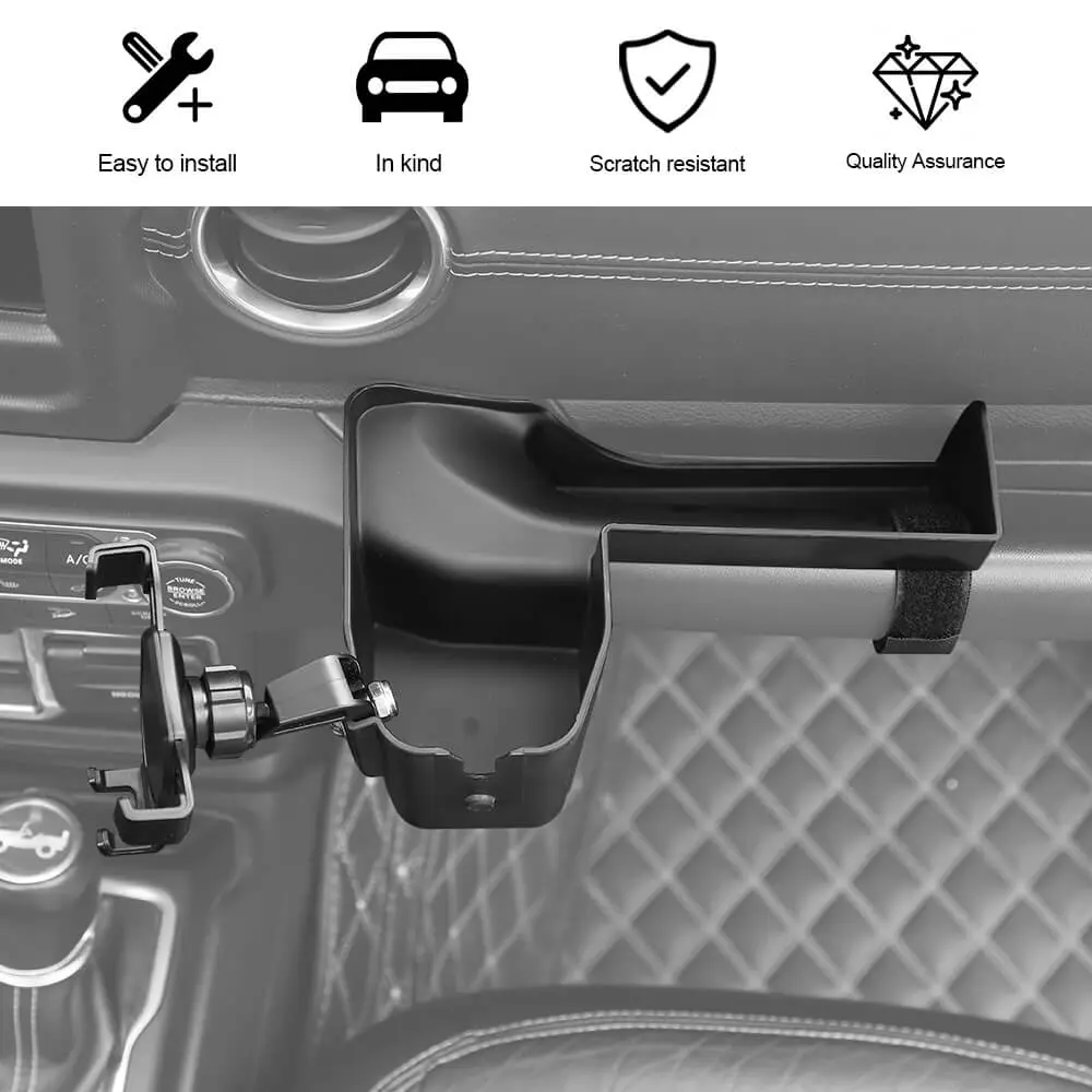 For 2018-2023 Jeep Wrangler JL JLU & Gladiator JT Passenger Co-Pilot Grab Bar Phone Mount Drink Cup Storage Tray - Image 12