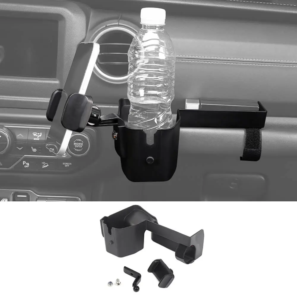 For 2018-2023 Jeep Wrangler JL JLU & Gladiator JT Passenger Co-Pilot Grab Bar Phone Mount Drink Cup Storage Tray - Image 17