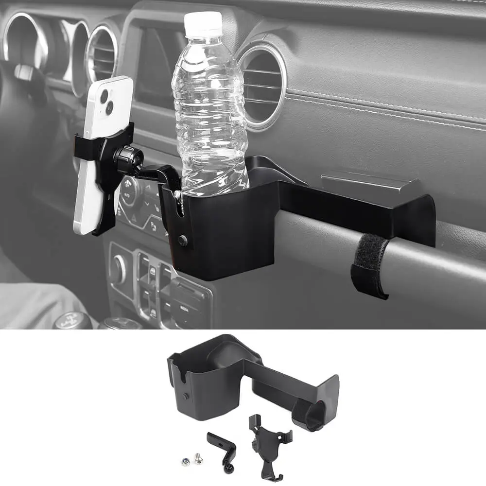For 2018-2023 Jeep Wrangler JL JLU & Gladiator JT Passenger Co-Pilot Grab Bar Phone Mount Drink Cup Storage Tray - Image 18