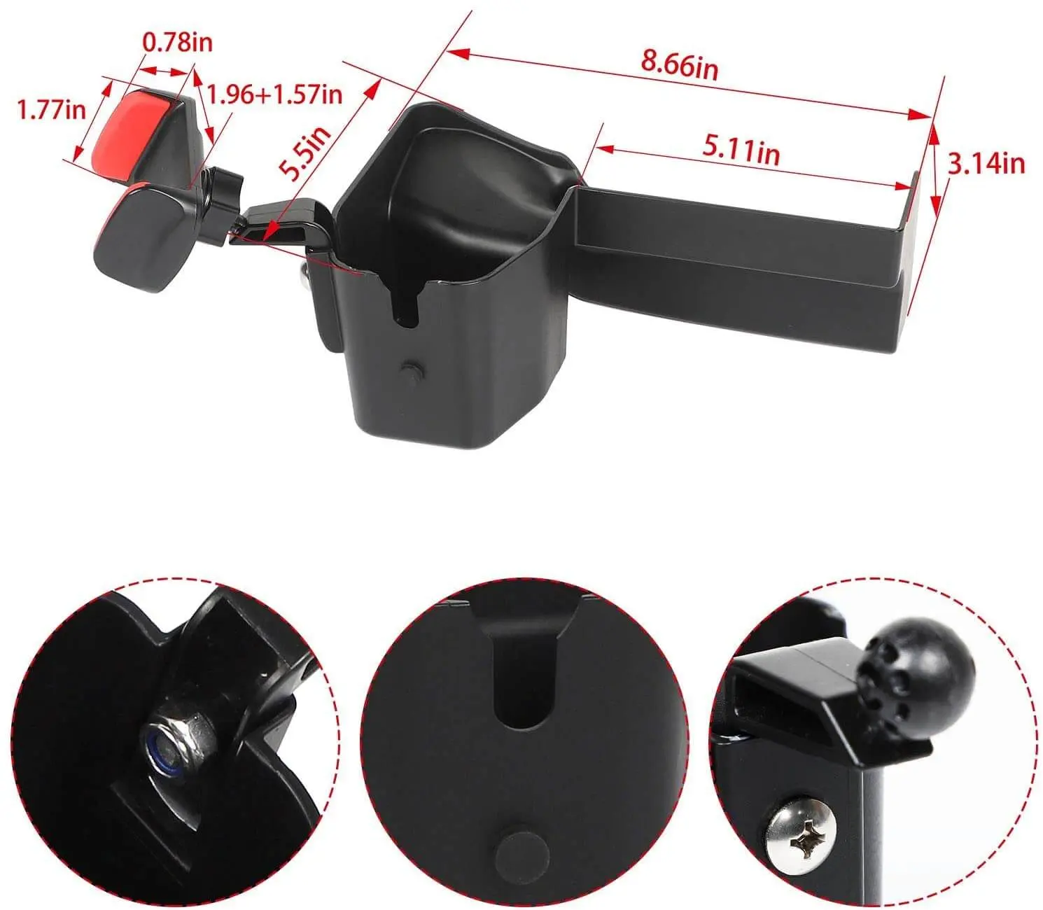 For 2018-2023 Jeep Wrangler JL JLU & Gladiator JT Passenger Co-Pilot Grab Bar Phone Mount Drink Cup Storage Tray - Image 5