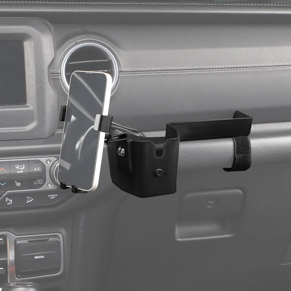For 2018-2023 Jeep Wrangler JL JLU & Gladiator JT Passenger Co-Pilot Grab Bar Phone Mount Drink Cup Storage Tray - Image 8