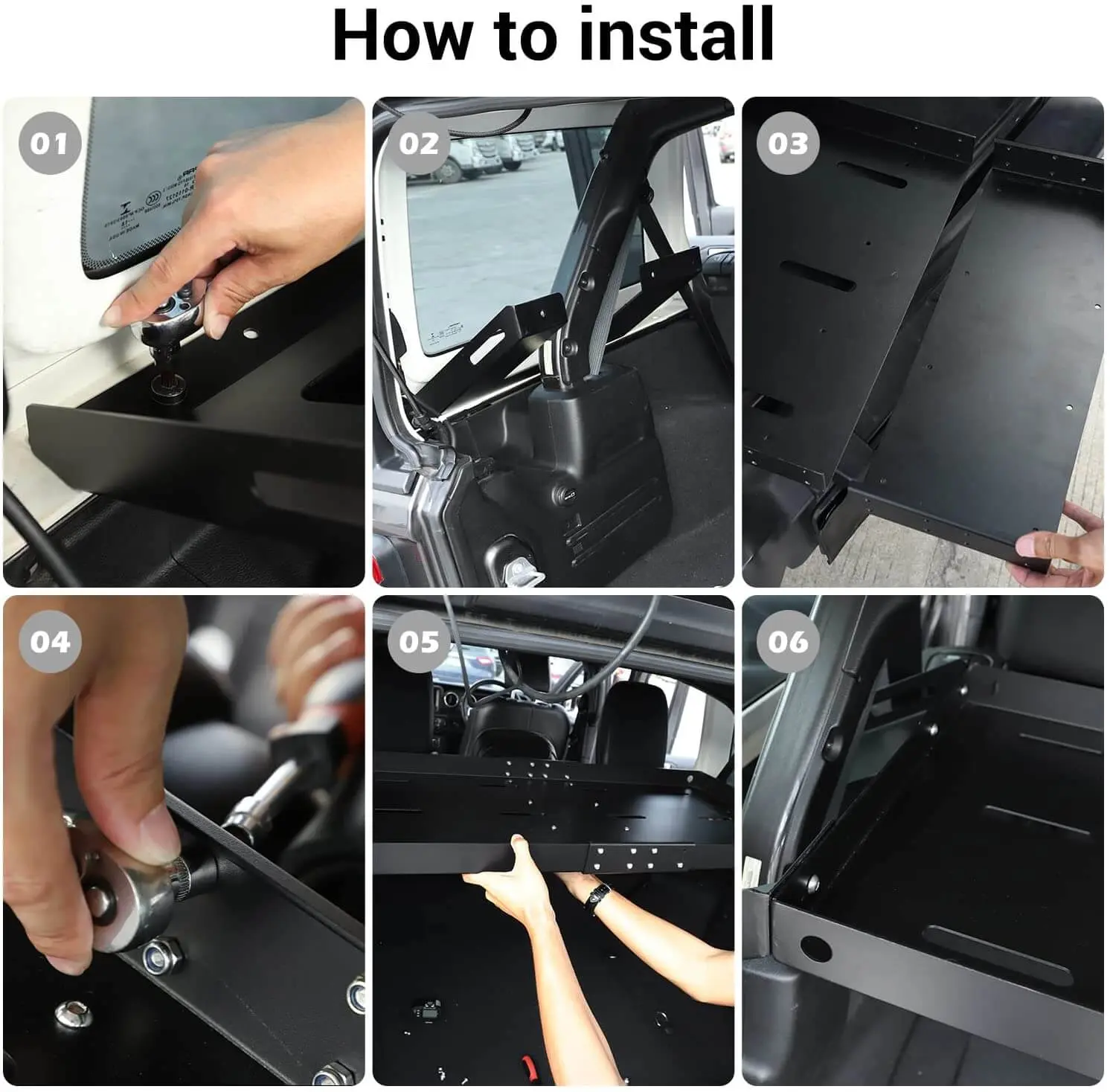For 2007+Jeep Wrangler JKU JLU 4Door Rear Cargo Rack Luggage Storage Carrier Solid Metal Trunk Shelf - Image 3