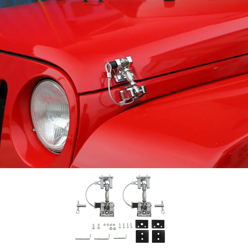 For 2007+ Jeep Wrangler JK JL Gladiator JT Stainless Steel Locking Hood Latch Catch Kit - Image 11