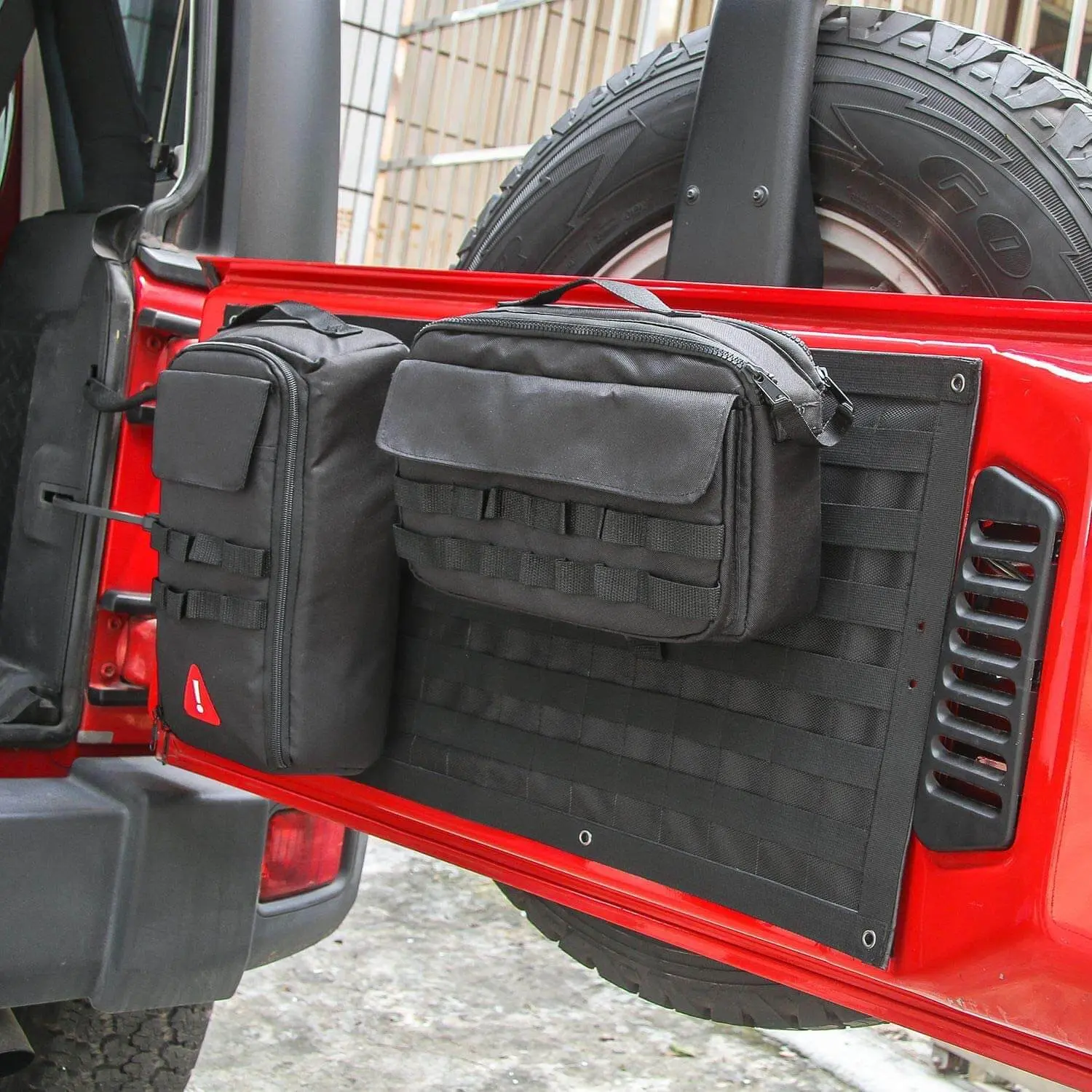 For Jeep Wrangler JK JL Tailgate Tool Kit Storage Bag Organizer Racks Canvas 3PCS - Image 2