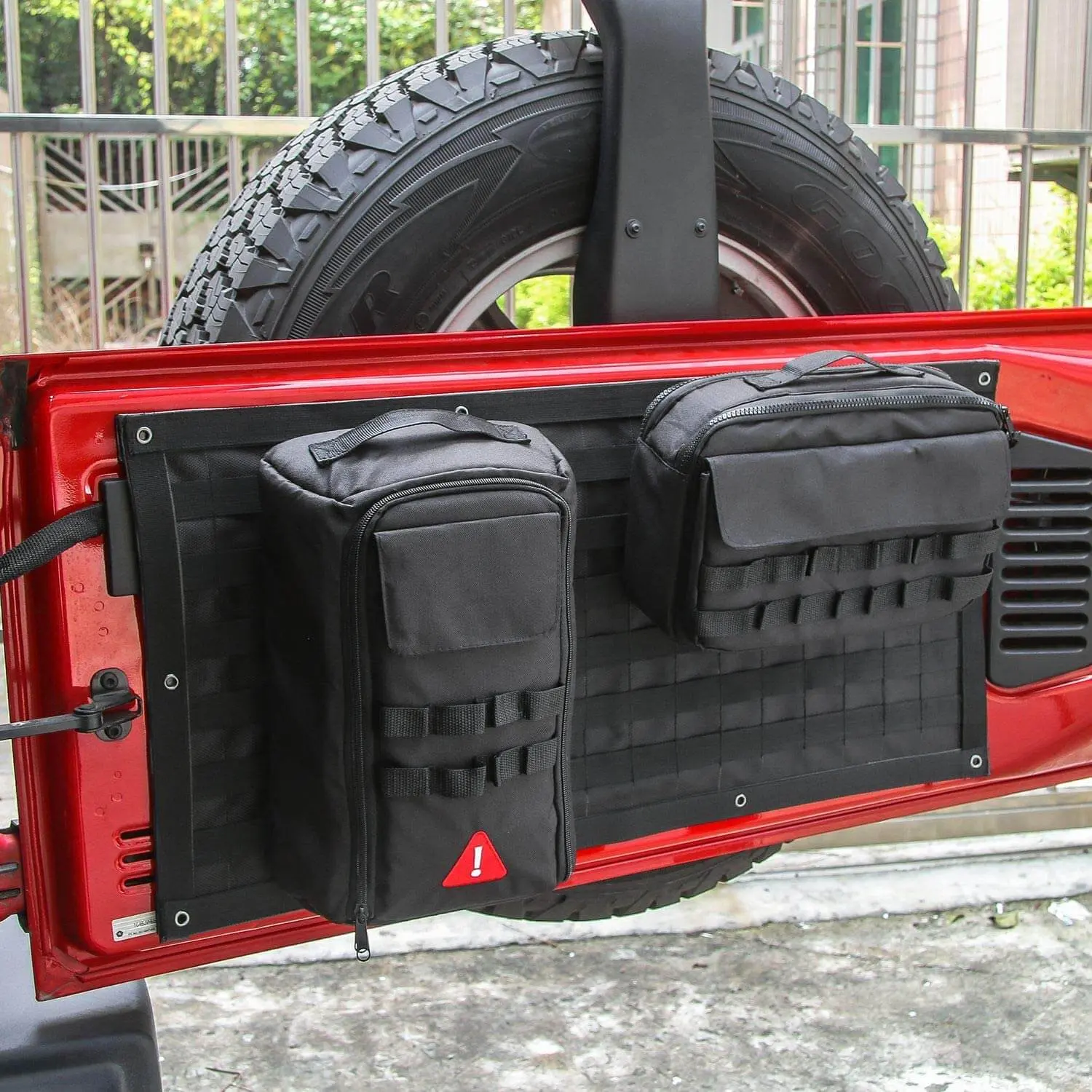 For Jeep Wrangler JK JL Tailgate Tool Kit Storage Bag Organizer Racks Canvas 3PCS - Image 3