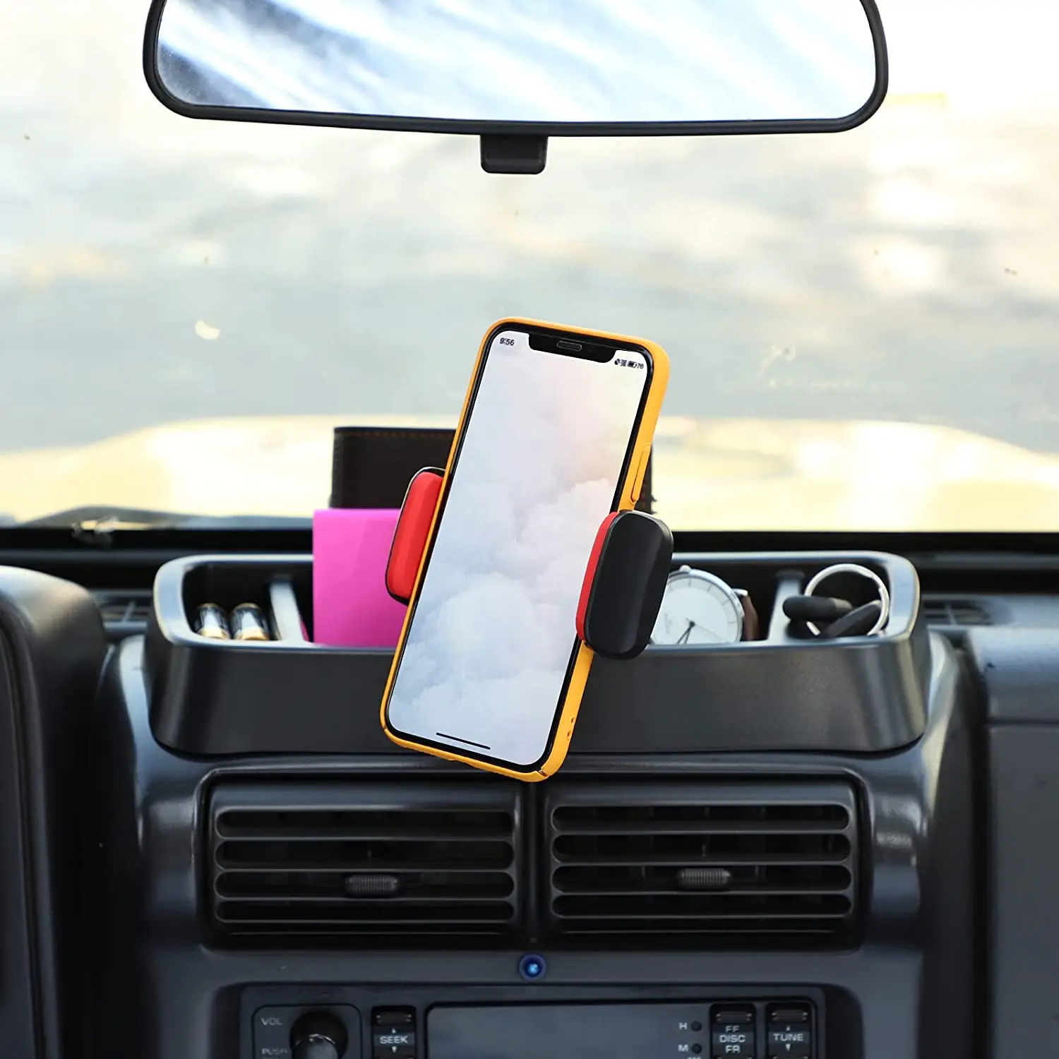 For Jeep Wrangler TJ 1997-2006 Phone Holder Mount Dash Tray Dashboard Storage Box Organizer - Image 5