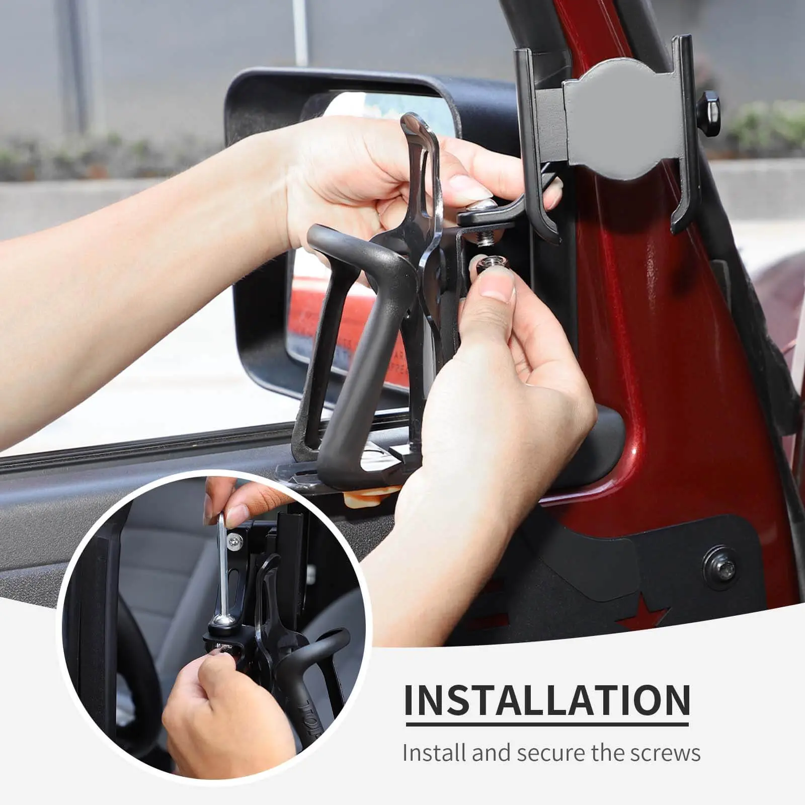 For 2007-2010 Jeep Wrangler JK Two Side Front Door Water Cup Phone Holder Stand - Image 4