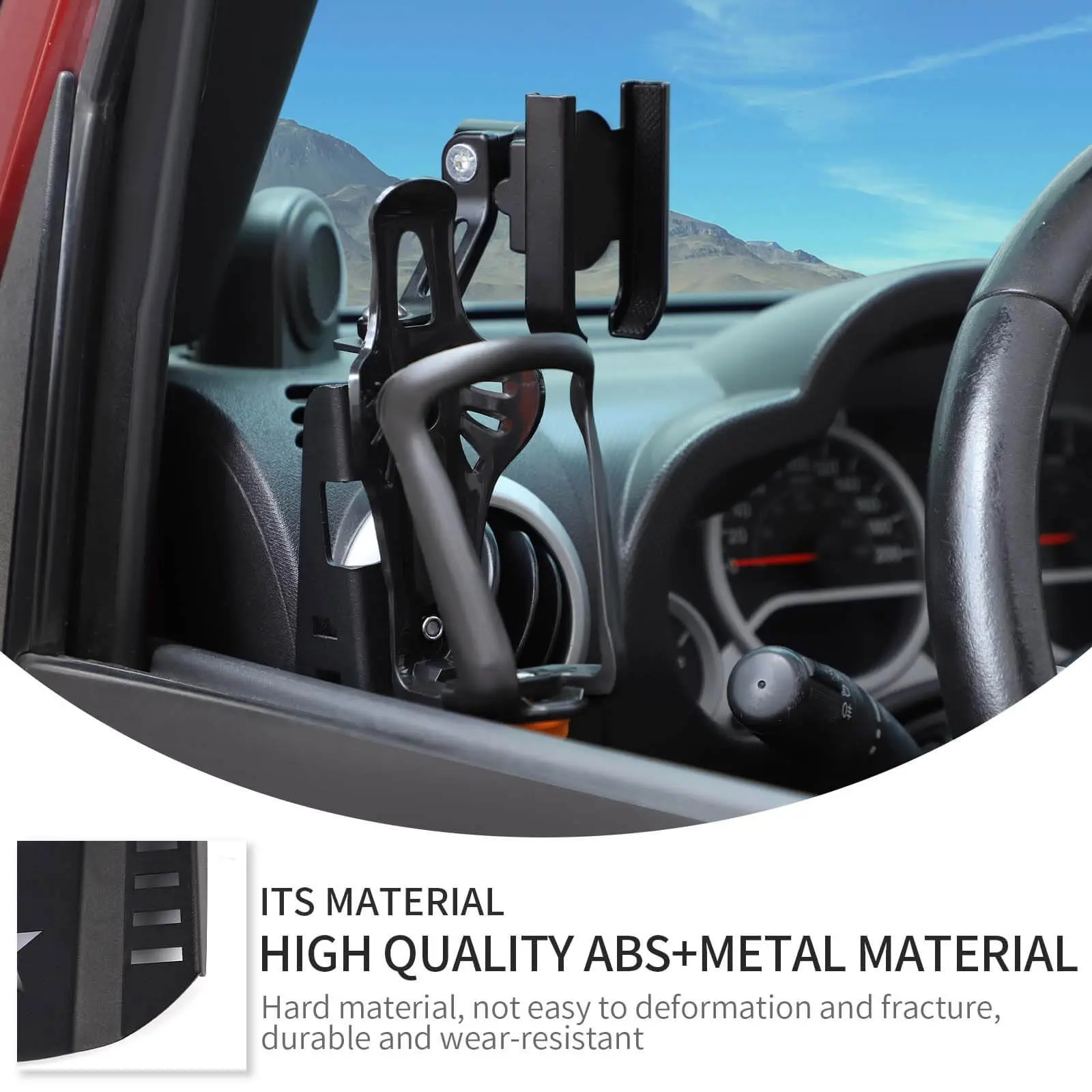 For 2007-2010 Jeep Wrangler JK Two Side Front Door Water Cup Phone Holder Stand - Image 5