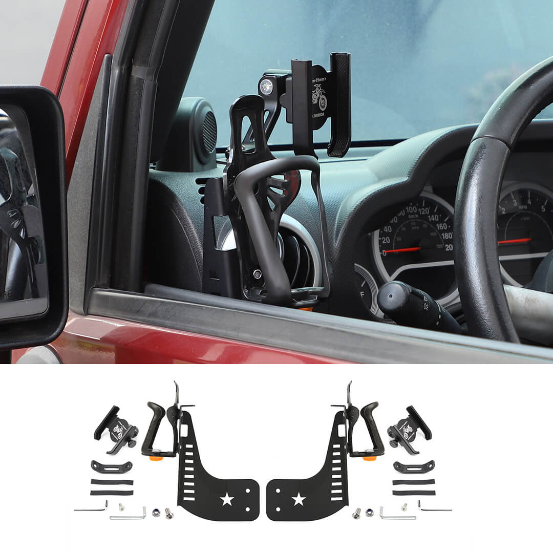For 2007-2010 Jeep Wrangler JK Two Side Front Door Water Cup Phone Holder Stand - Image 9