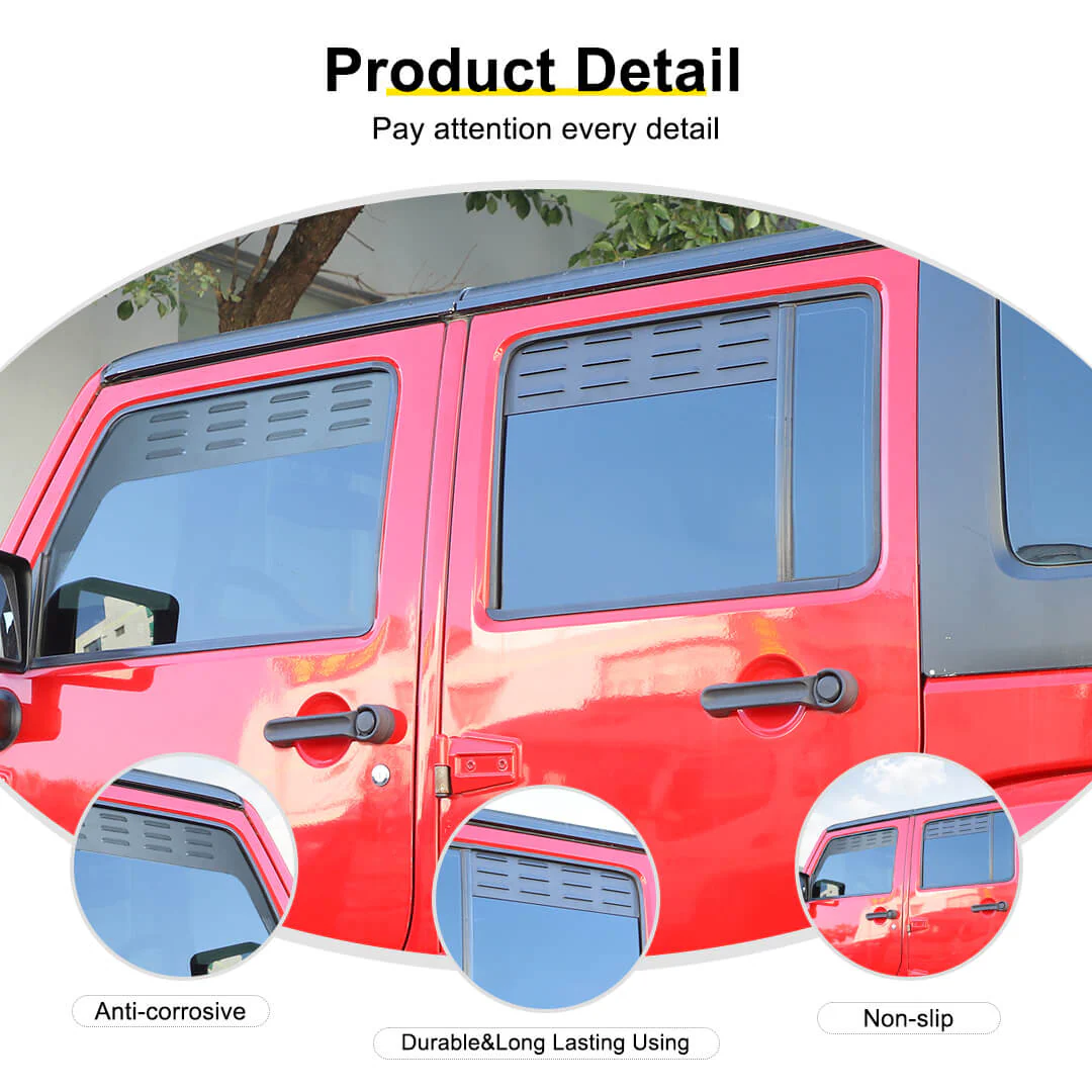 For 2007-2018 Jeep Wrangler JK Front Rear Door Window Louver Air Vent Panel Trim - Image 7