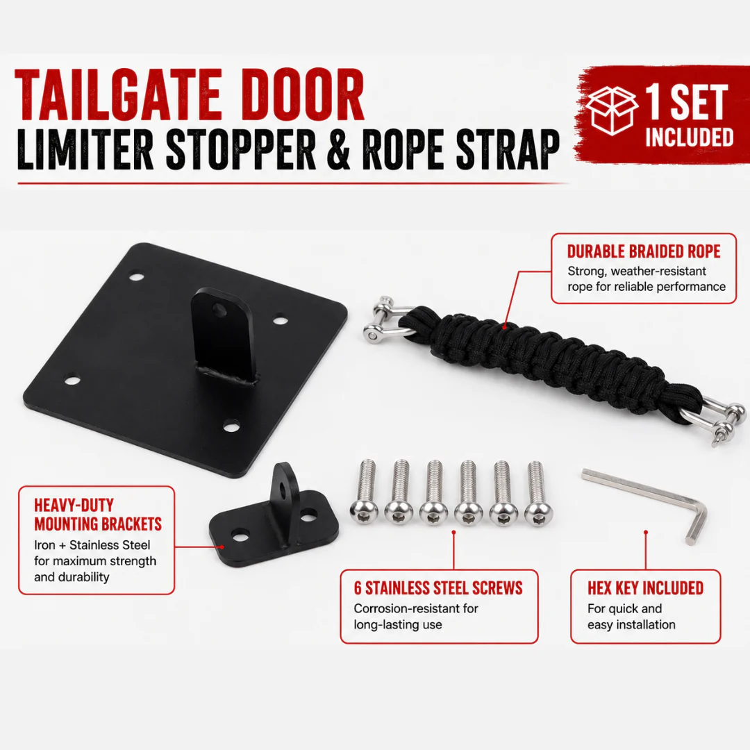 For 2007-2018 Jeep Wrangler JK Car Tailgate Door Limiter Stopper & Rope Strap Bandage - Image 3