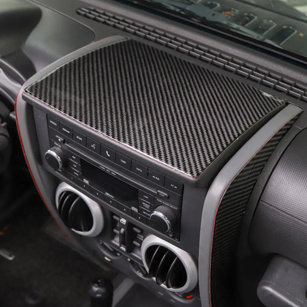 For 2007-2010 Jeep Wrangler JK JKU Real Carbon Fiber Dashboard Center Console Cover Trim - Image 3