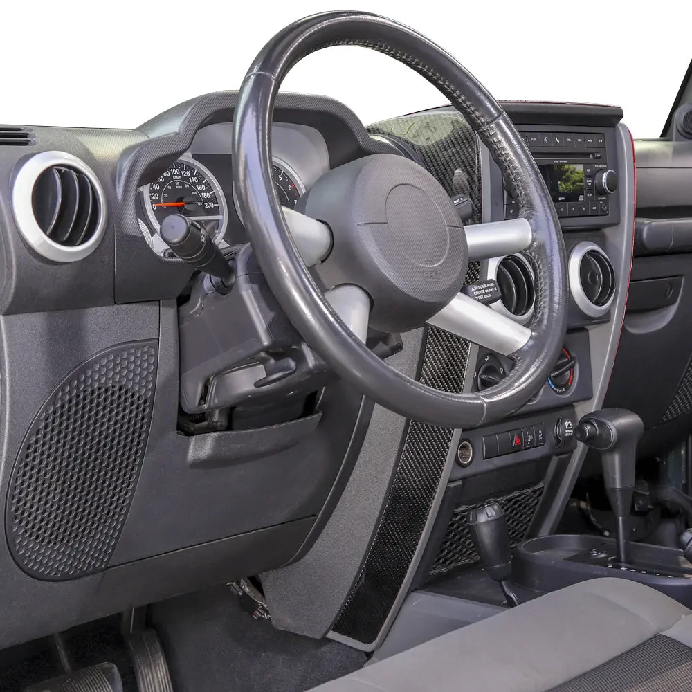 For 2007-2010 Jeep Wrangler JK JKU Real Carbon Fiber Dashboard Center Console Cover Trim - Image 5