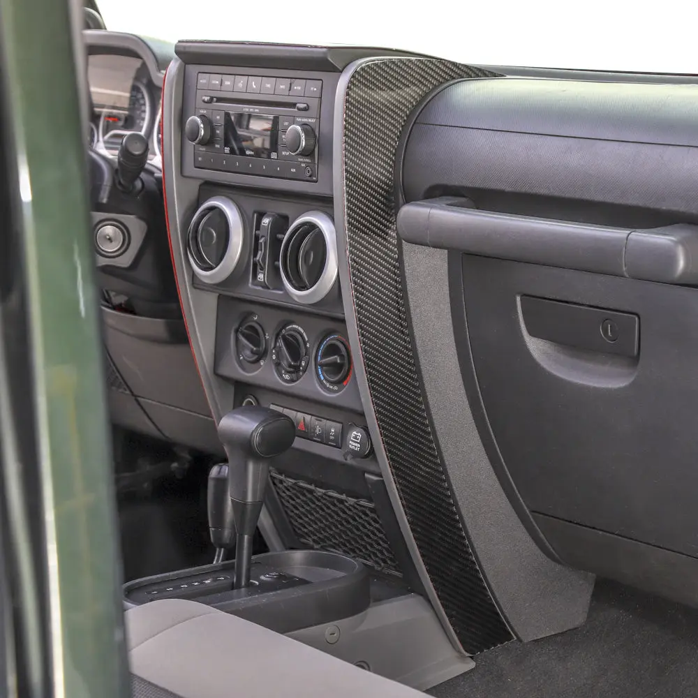 For 2007-2010 Jeep Wrangler JK JKU Real Carbon Fiber Dashboard Center Console Cover Trim - Image 6