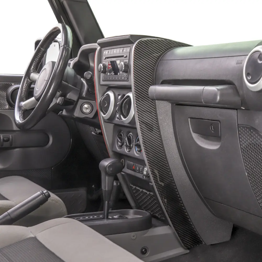 For 2007-2010 Jeep Wrangler JK JKU Real Carbon Fiber Dashboard Center Console Cover Trim - Image 7