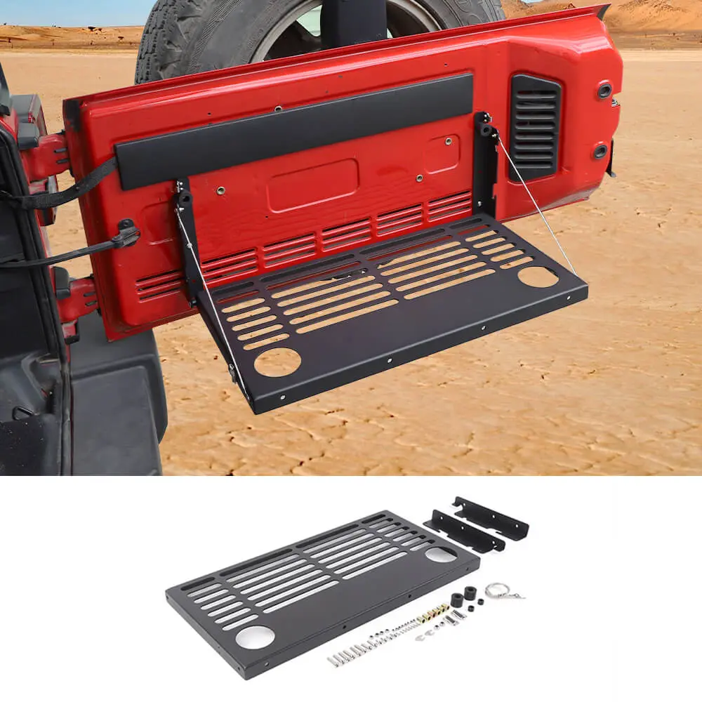 For 2007-2018 Jeep Wrangler JK JKU Rear Door Tailgate Table Shelf Storage Rack Black