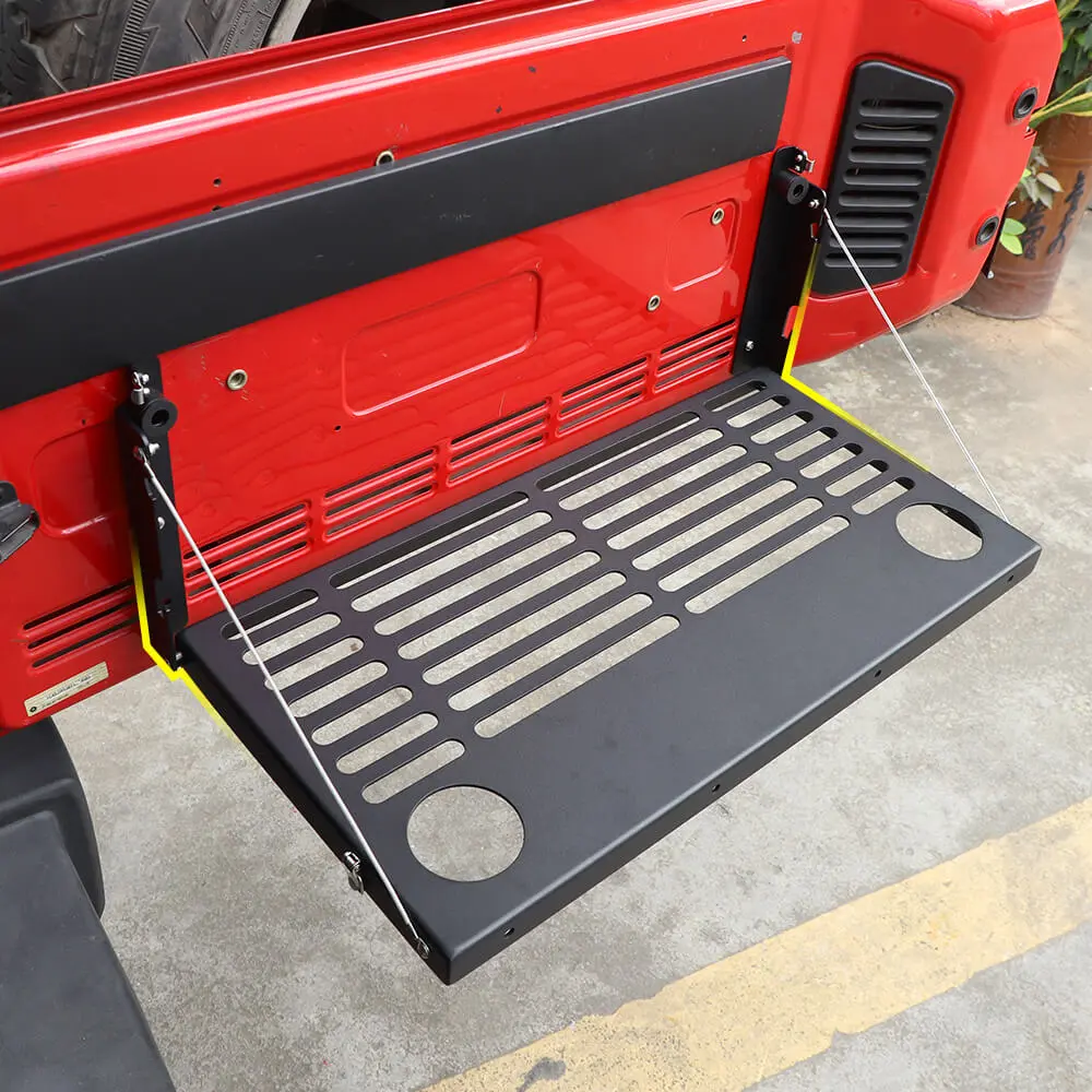 For 2007-2018 Jeep Wrangler JK JKU Rear Door Tailgate Table Shelf Storage Rack Black - Image 3