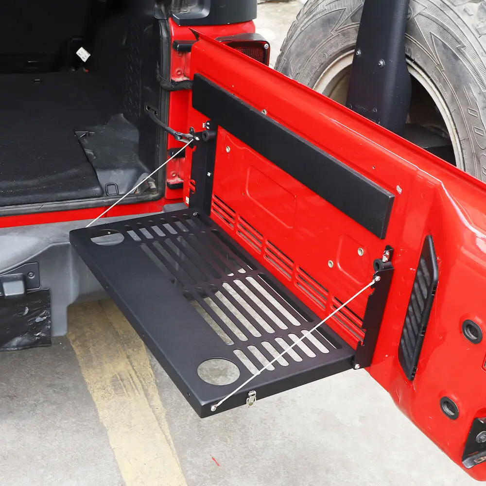 For 2007-2018 Jeep Wrangler JK JKU Rear Door Tailgate Table Shelf Storage Rack Black - Image 4