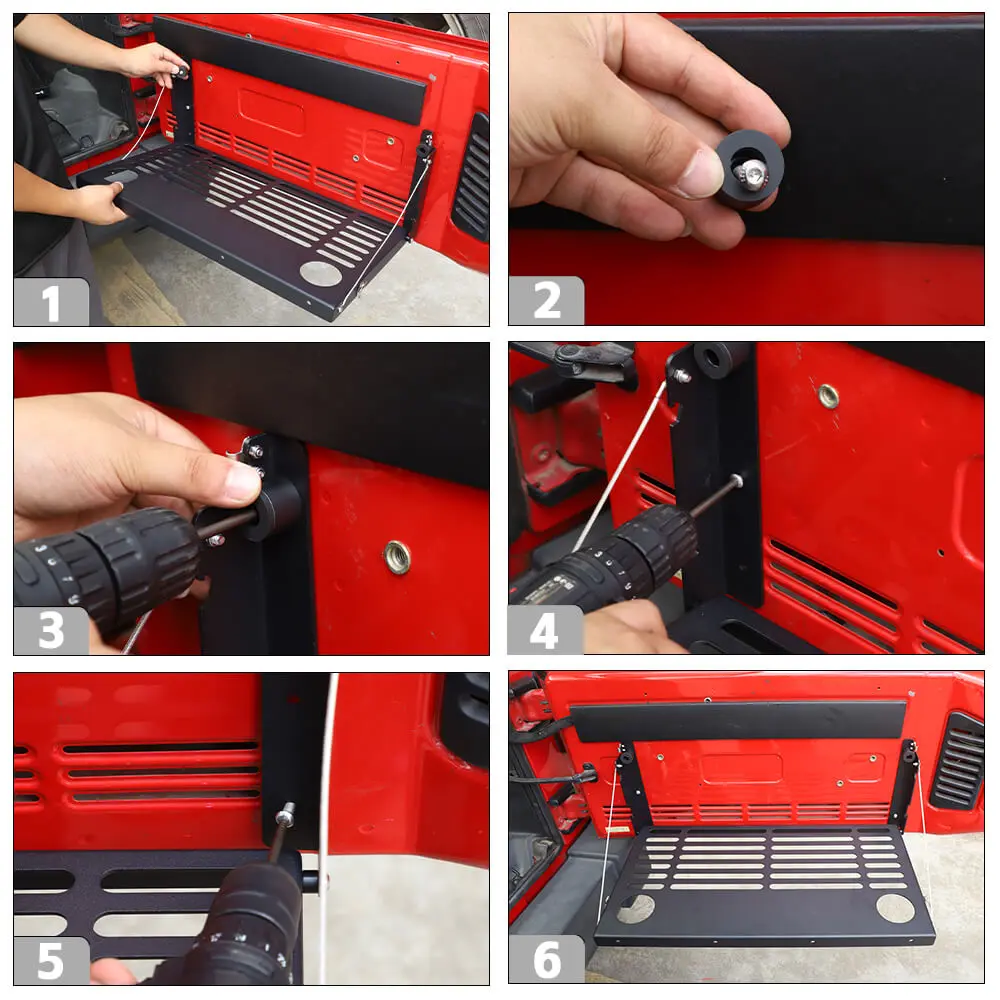 For 2007-2018 Jeep Wrangler JK JKU Rear Door Tailgate Table Shelf Storage Rack Black - Image 5