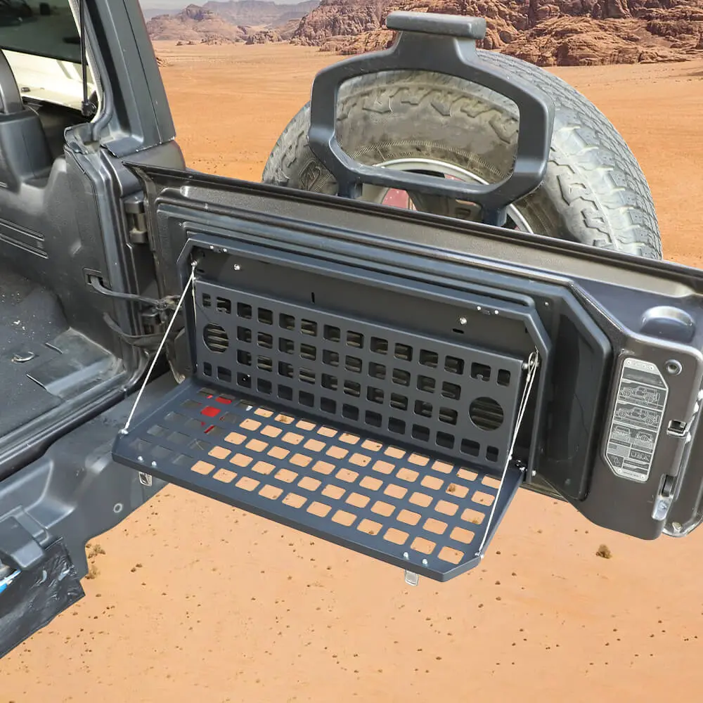 For 2007+ Jeep Wrangler JK JL Trunk Foldable Rear Door Tailgate Table Storage Cargo Shelf - Image 3
