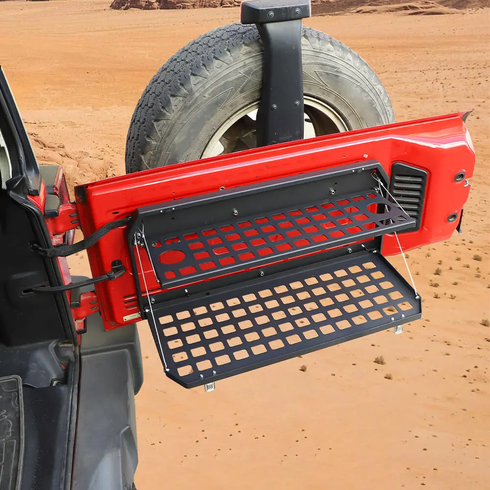 For 2007+ Jeep Wrangler JK JL Trunk Foldable Rear Door Tailgate Table Storage Cargo Shelf - Image 4
