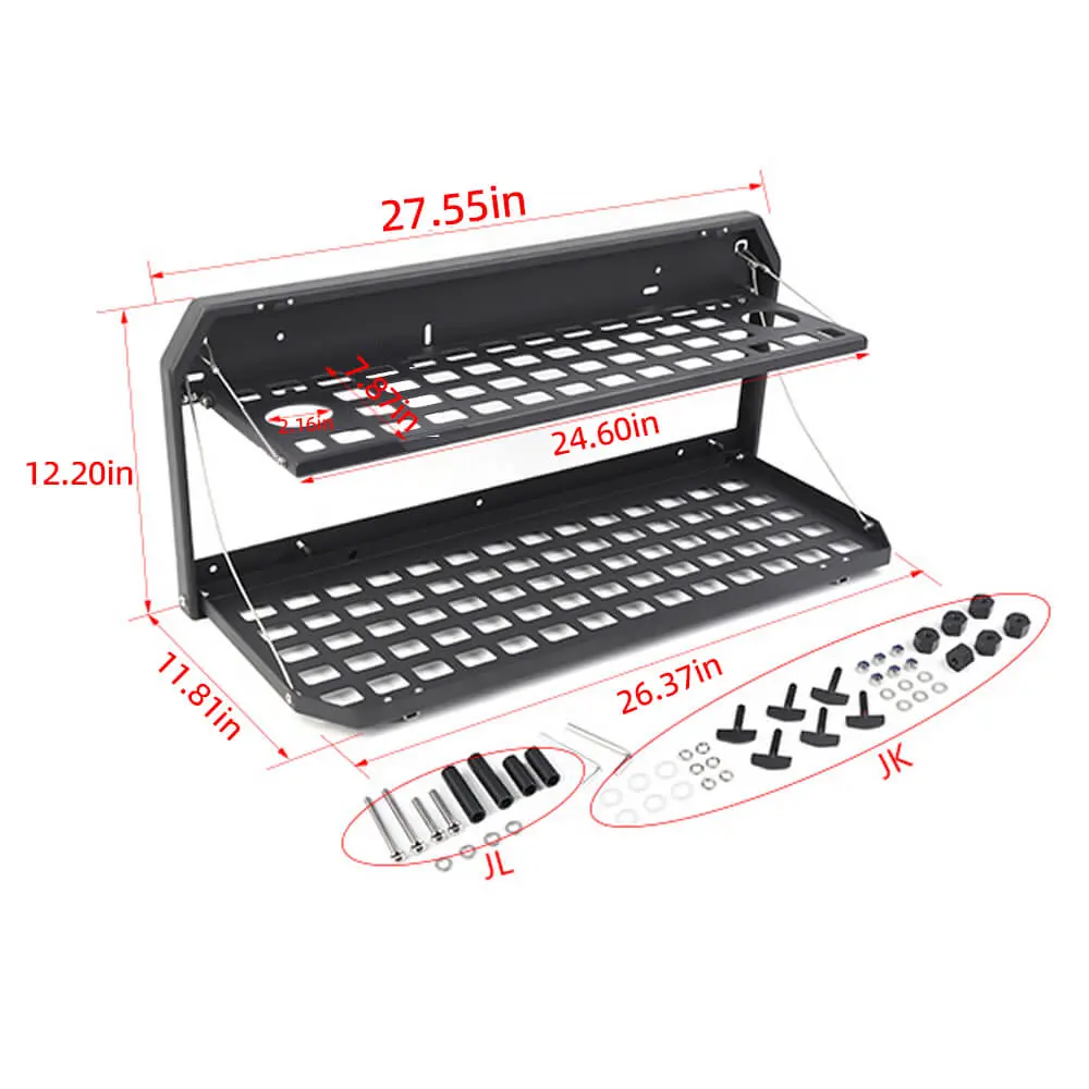 For 2007+ Jeep Wrangler JK JL Trunk Foldable Rear Door Tailgate Table Storage Cargo Shelf - Image 8
