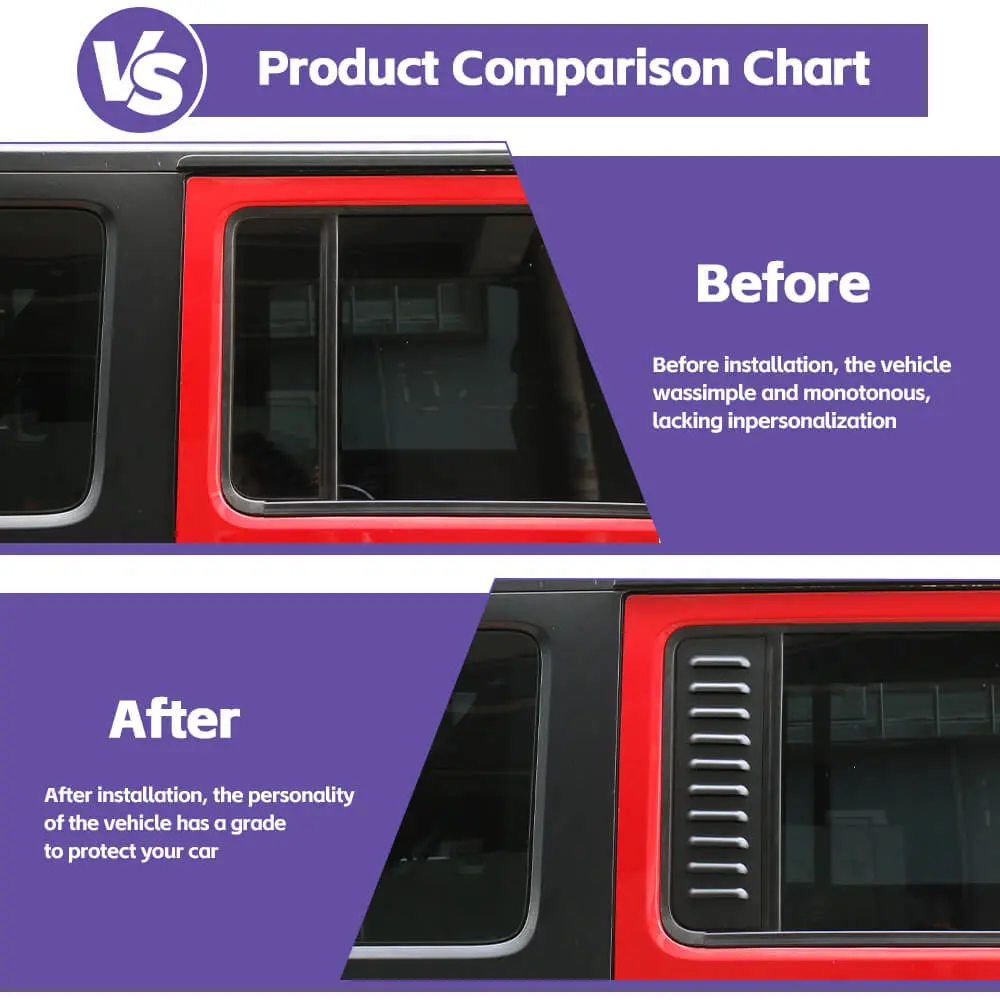 For 2007-2018 Jeep Wrangler JKU Rear Car Door Small Window Glass Cover 4 Door - Image 2