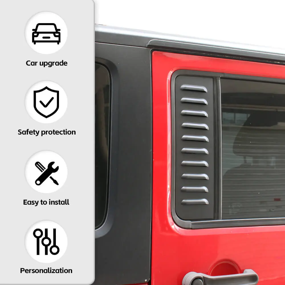 For 2007-2018 Jeep Wrangler JKU Rear Car Door Small Window Glass Cover 4 Door - Image 6