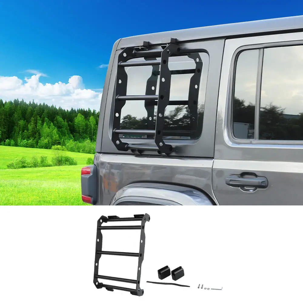 For 2018+ Jeep Wrangler JL Car Rear Window Climbing Ladder Iron Black