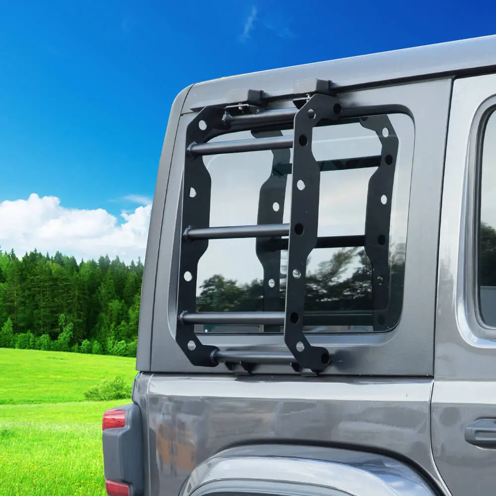 For 2018+ Jeep Wrangler JL Car Rear Window Climbing Ladder Iron Black - Image 5