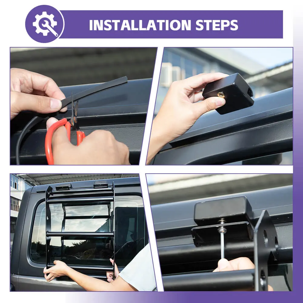 For 2018+ Jeep Wrangler JL Car Rear Window Climbing Ladder Iron Black - Image 6