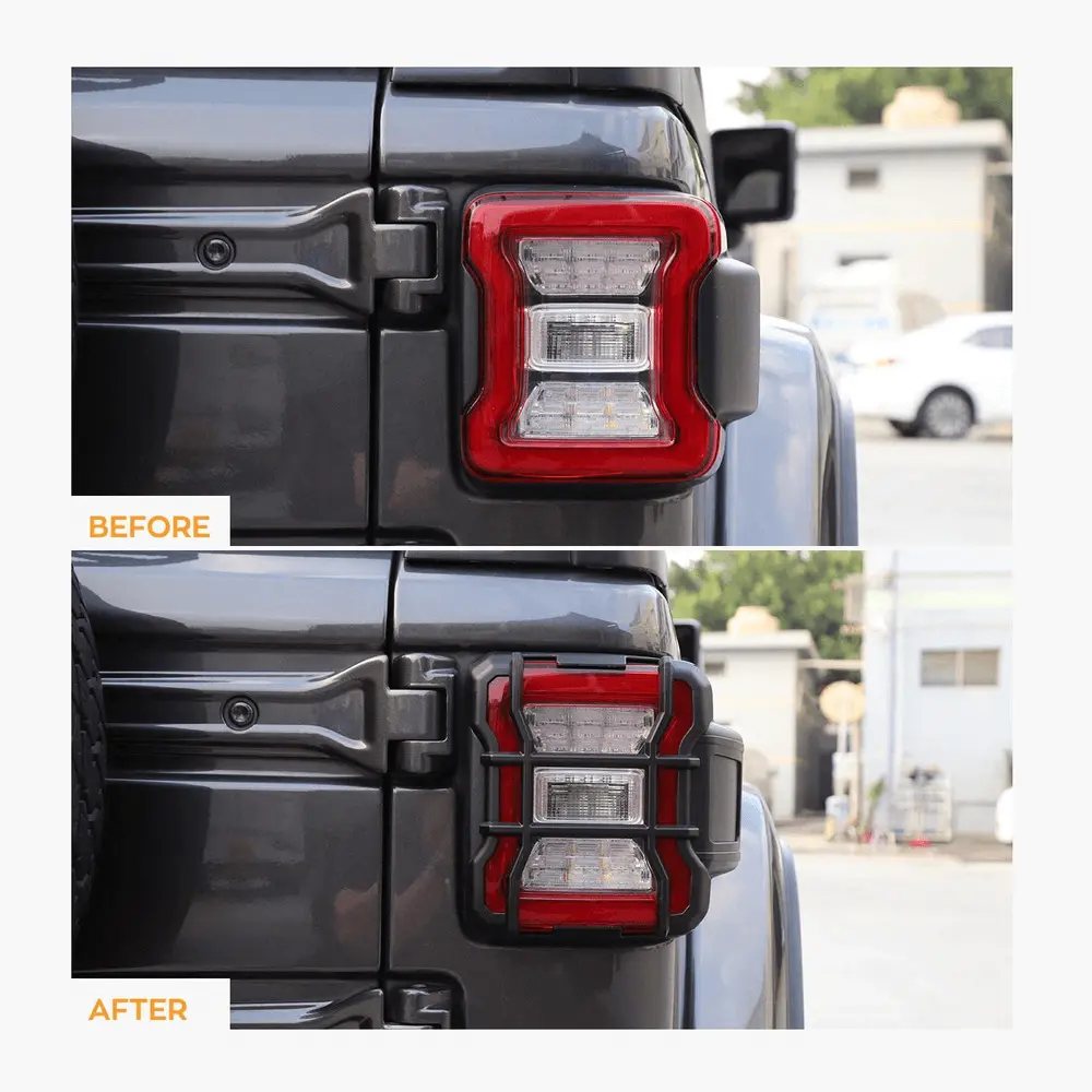 For 2018+ Jeep Wrangler JL Rear Tail Light Lamp Guard Trim Black (Only Fit LED Tail Light) - Image 11