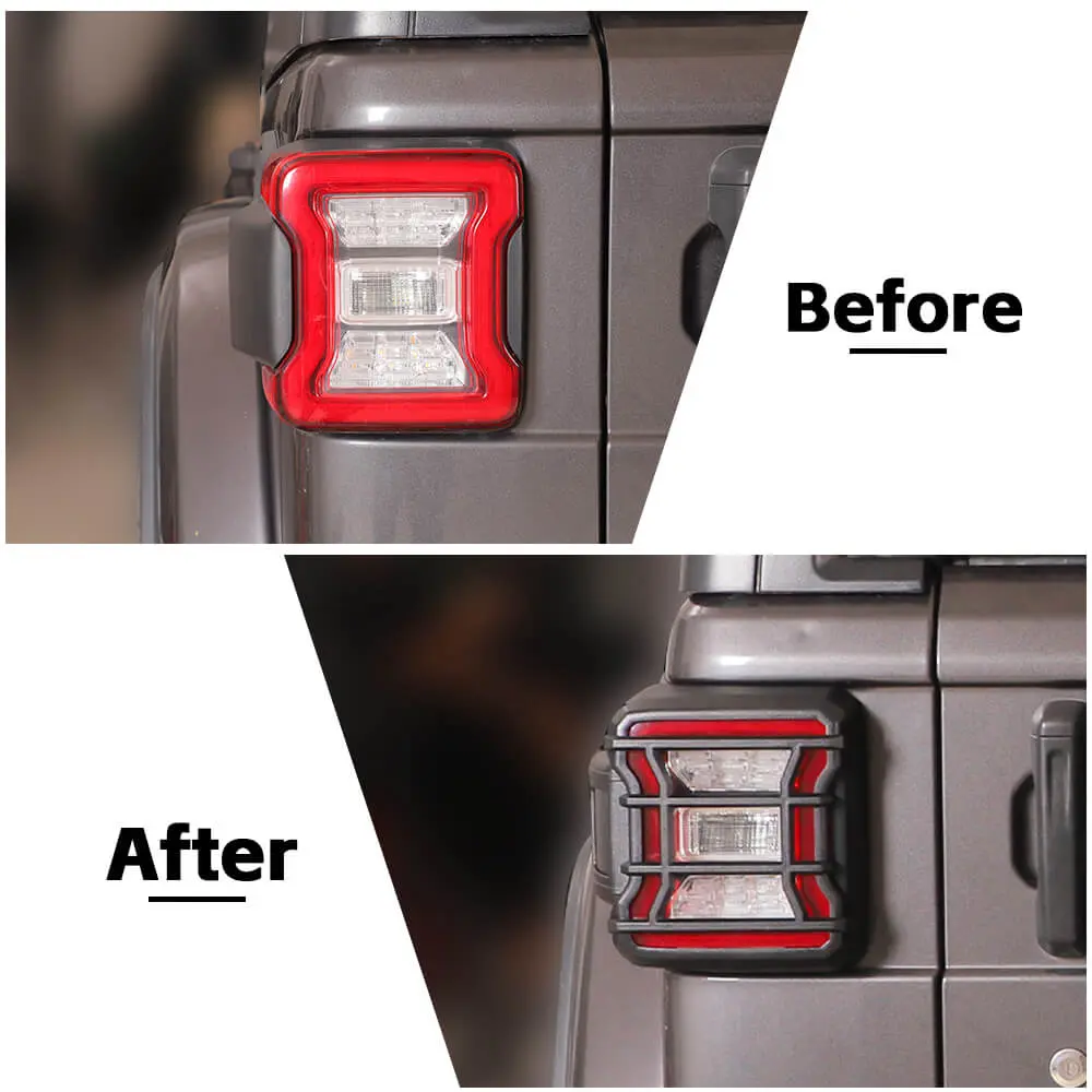 For 2018+ Jeep Wrangler JL Rear Tail Light Lamp Guard Trim Black (Only Fit LED Tail Light) - Image 2